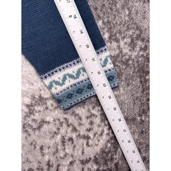 Alpaca Connection Sweater Large Womens Blue Snowflake Fair Isle Crewneck - Picture 5 of 8
